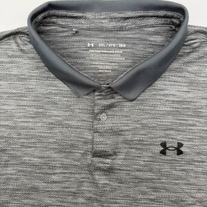 Under Armour Polo Mens 3XL Grey Performance HeatGear Short Sleeve Stretch